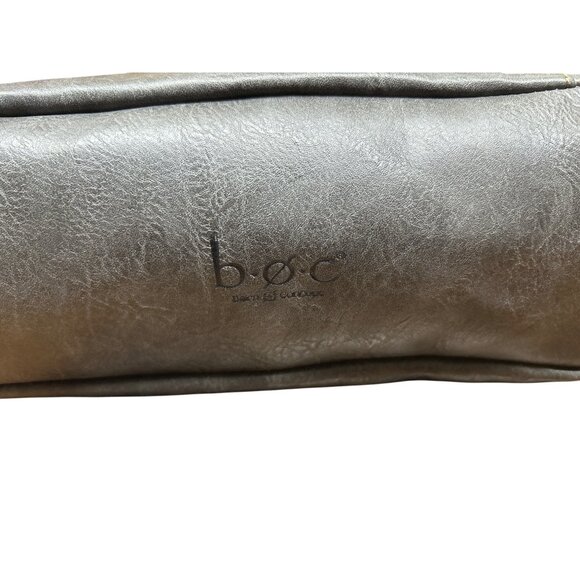 B.O.C. Embossed Floral Gray Handbag - Vegan Leather Top Handle & Crossbody Strap - Picture 3 of 9